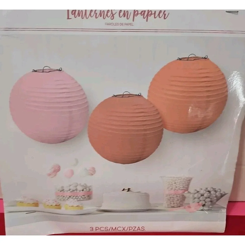 9.5 Inches 3 Piece Pink Chinese Paper‎ Lanterns New Diff Shades Of Pink